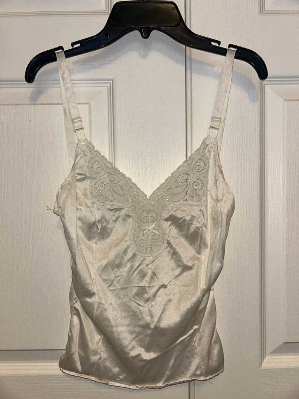 Silky Lace-Trim Cami Tank Top - White